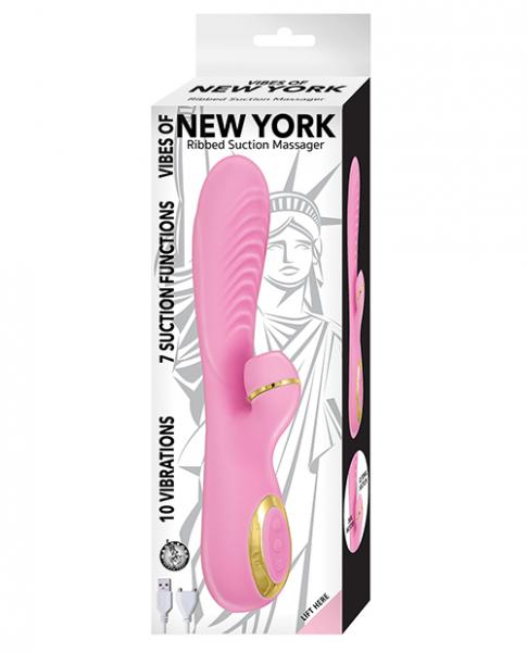 Vibes Of New York Ribbed Suction Massager Pink