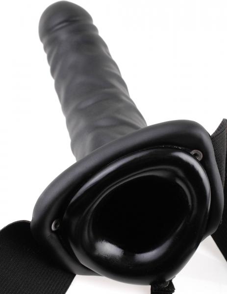 Fetish Fantasy 8 Inches Vibrating Hollow Strap On Black