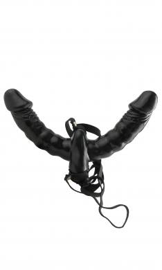Vibrating Double Delight Strap On 6" Black