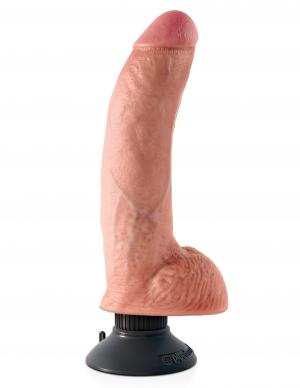 King Cock 9 Inches Dildo With Balls Vibrating Beige