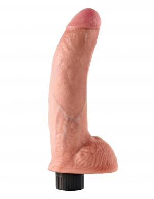 King Cock 9 Inches Dildo With Balls Vibrating Beige