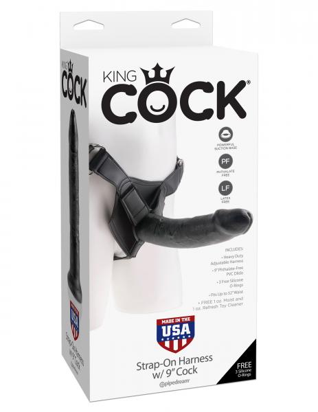 King Cock Strap On Harness 9 Inches Dildo Black
