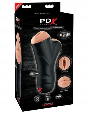 Pdx Elite Double Penetration Vibrating Stroker Beige
