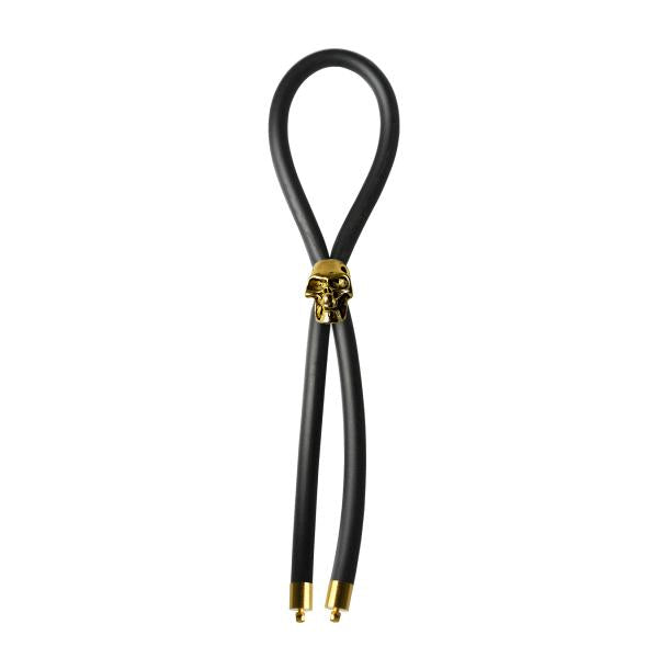Bolo Lasso Cock Ring Gold Skull Bead Black