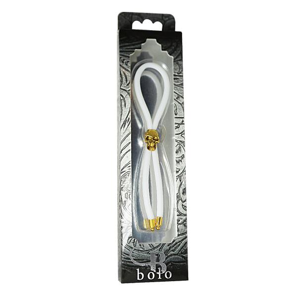 Bolo C Ring Lasso Gold Skull Bead Silicone White