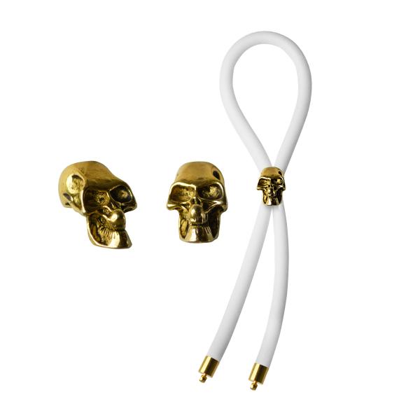 Bolo C Ring Lasso Gold Skull Bead Silicone White