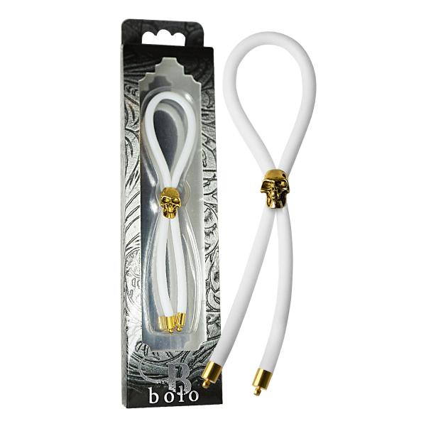 Bolo C Ring Lasso Gold Skull Bead Silicone White
