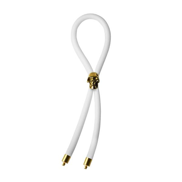 Bolo C Ring Lasso Gold Skull Bead Silicone White