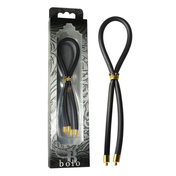 Bolo C Ring Lasso Gold Crown Bead Silicone Black