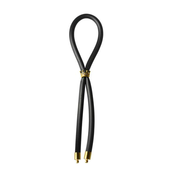 Bolo C Ring Lasso Gold Crown Bead Silicone Black