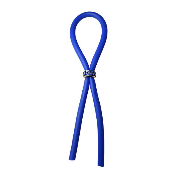 Bolo Lasso Silicone Ring Blue Gems Bead Slider