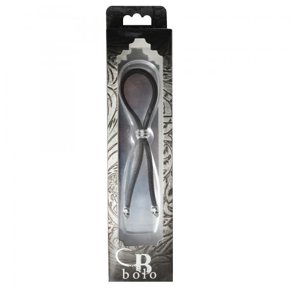 C Ring Lasso Silver Bead Slider W/ Silver Skull Tips Leather