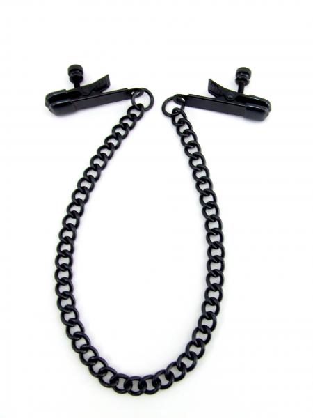 M2 M Nipple Clamps Alligator Ends With Chain Black