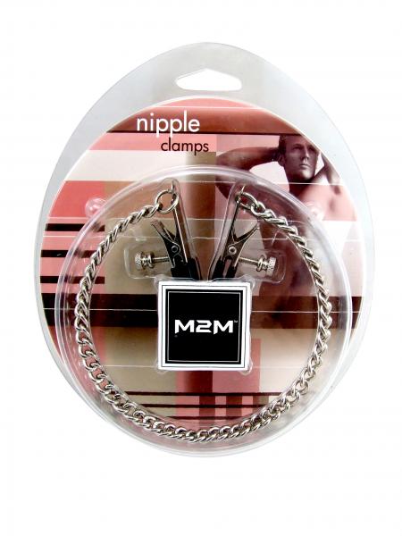 M2 M Nipple Clamps Alligator Ends With Chain Chrome
