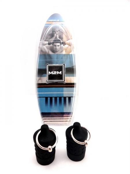 M2 M Nipple Suckers Silicone With Ring Black