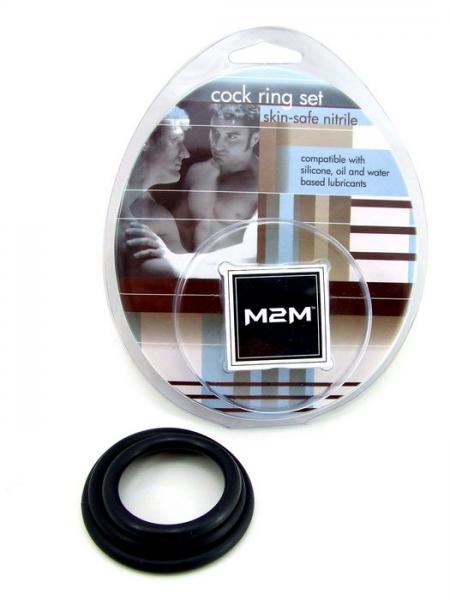 M2 M Cock Ring Nitrile 3 Piece Set Black