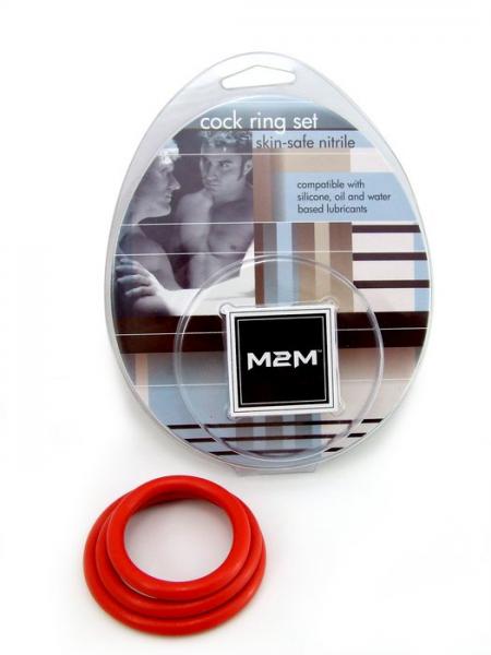 M2 M Cock Ring Nitrile 3 Pieces Set Red