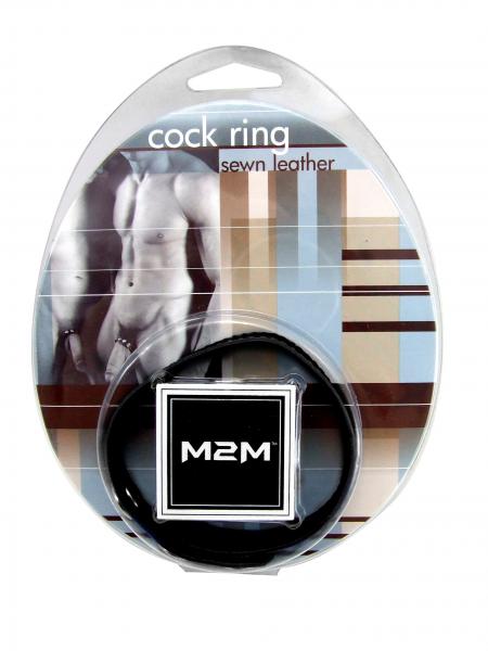 M2 M Cock Ring Leather 3 Snaps Black