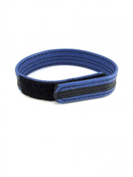 M2 M Leather Velcro Cock Ring Black Blue