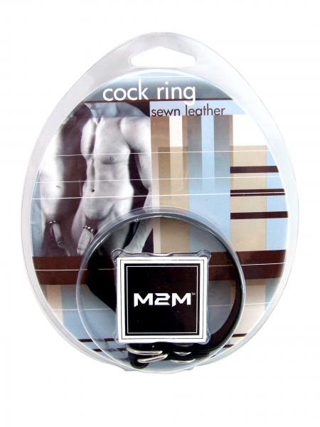 M2 M Cock Ring Leather D Ring Snap Release Black