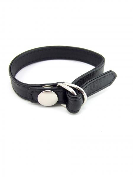 M2 M Cock Ring Leather D Ring Snap Release Black