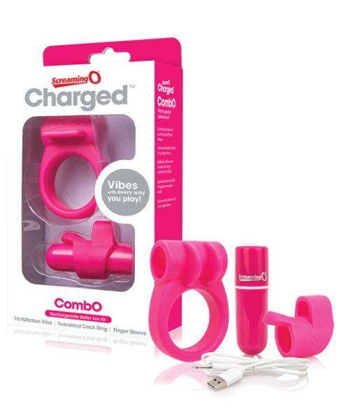Charged Combo Kit 1 Cock Ring & Finger Sleeve Pink