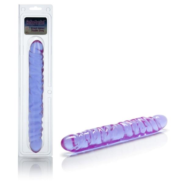 Reflective Gel Veined Double Dong 12 Inches Purple