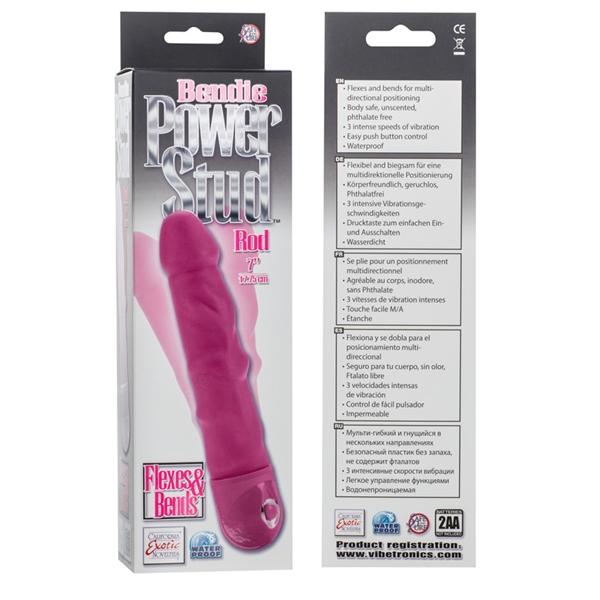 Bendie Power Stud Rod Dildo Pink Waterproof 7 Inch