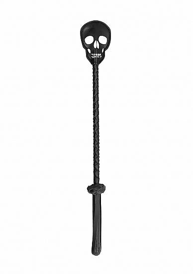 Ouch! Skulls & Bones Riding Crop With Skull Black