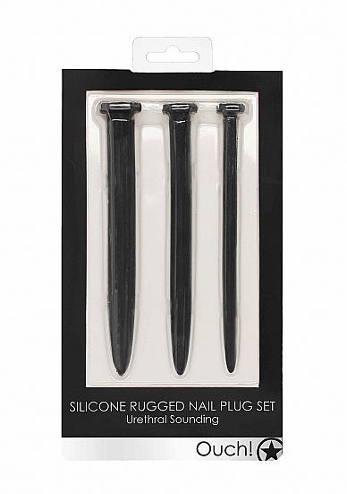 Silicone Rugged Nail Plug Set Urethral Sounding Black