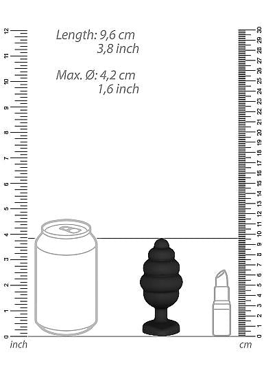 Extra Large Ribbed Diamond Heart Plug Black