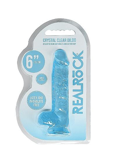 Realrock 6in Realistic Dildo W/ Balls Clear Blue