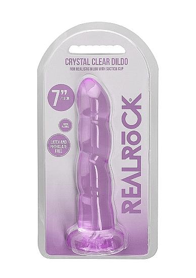 Realrock Crystal Clear Non Realistic Dildo With Suction Cup 7 In. Purple