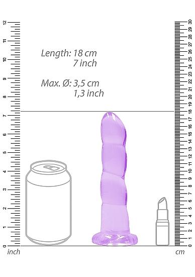 Realrock Crystal Clear Non Realistic Dildo With Suction Cup 7 In. Purple