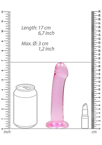 Realrock Crystal Clear Non Realistic Dildo With Suction Cup 6.7 In. Pink