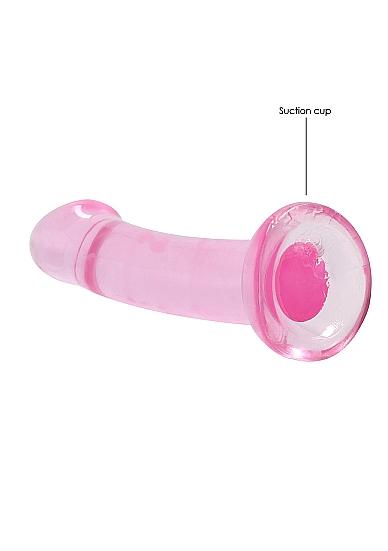 Realrock Crystal Clear Non Realistic Dildo With Suction Cup 6.7 In. Pink
