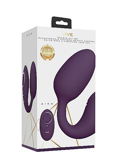 Vive Aika Rechargeable Remote Controlled Pulsing Vibrating Silicone Dual Stimulating Egg Vibrator Pu