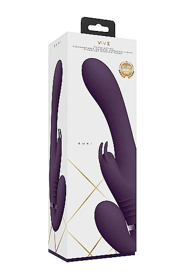 Vive Suki Rechargeable Triple Motor Pulse Wave Vibrating Silicone Strapless Strap On Purple