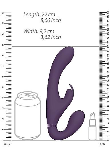 Vive Suki Rechargeable Triple Motor Pulse Wave Vibrating Silicone Strapless Strap On Purple