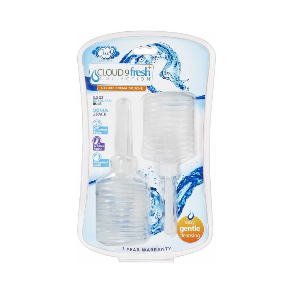Cloud 9 Fresh + Portable Anal Enema Douche 3.3oz Ez Squeeze Bulb 2 Pack