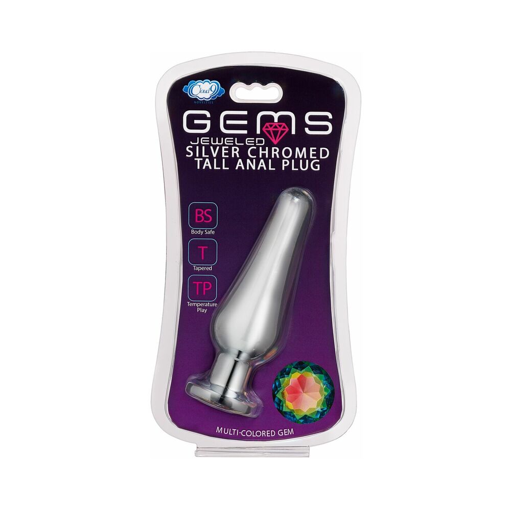Cloud 9 Gems Silver Chromed Tall Anal Plug Small