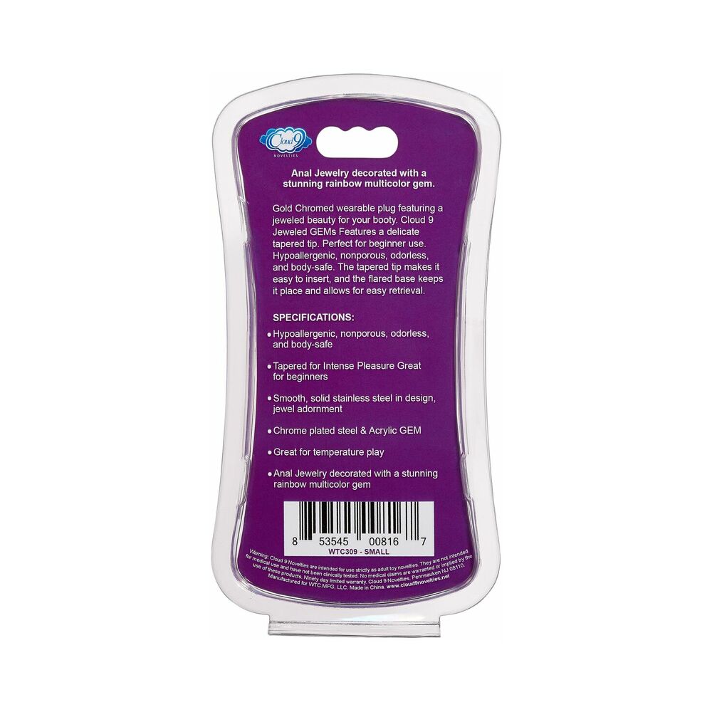 Cloud 9 Gems Silver Chromed Tall Anal Plug Large