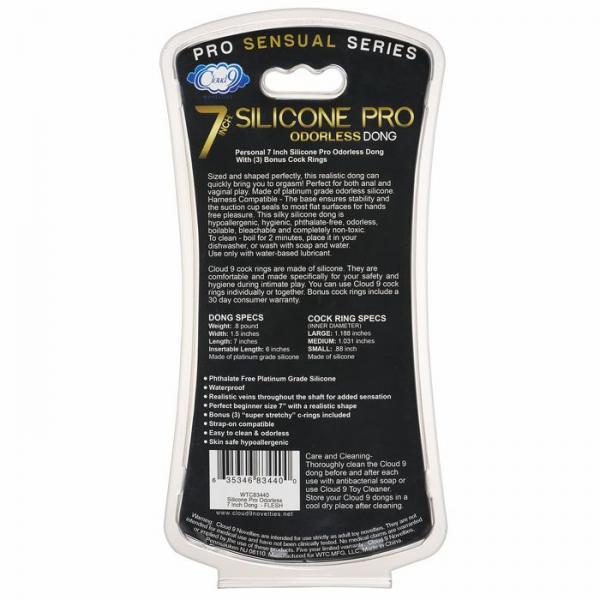 Cloud 9 Platinum Silicone 7 Inches Dong Beige Bonus Rings