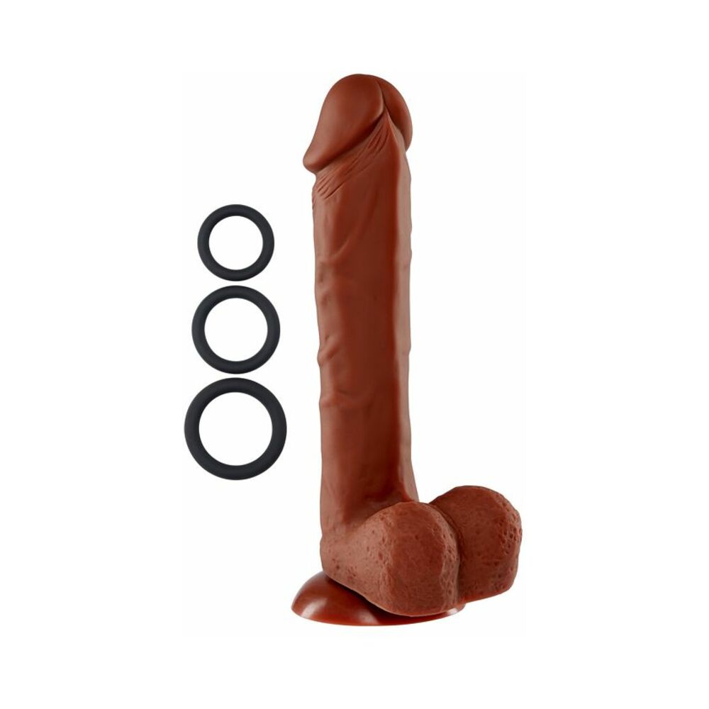 Pro Sensual Premium Silicone Dong 6 Inch With 3 C Rings Beige