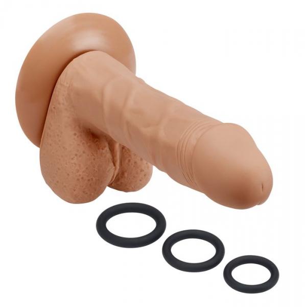 Pro Sensual Premium Silicone Dong 6 Inch With 3 C Rings Tan