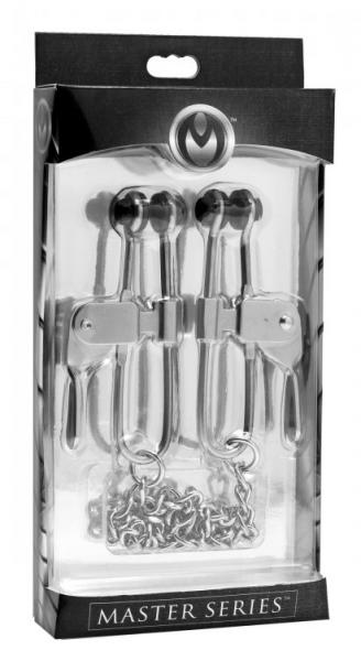 Intensity Nipple Press Clamps With Chain Metal Silver