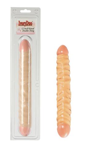 12 Inch Ivory Veined Double Dildo
