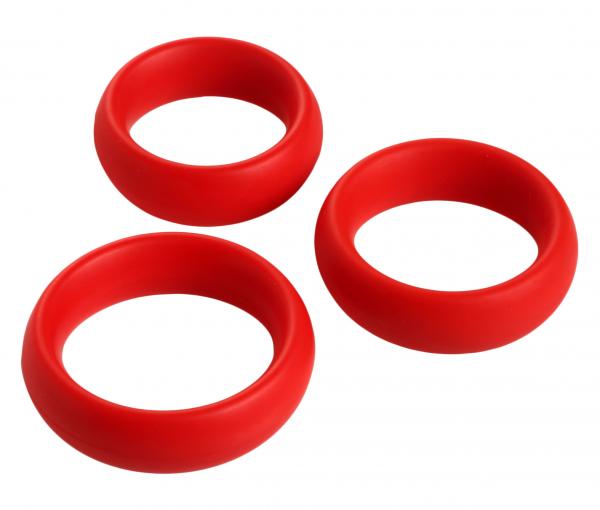 3 Piece Silicone C Ring Set Red