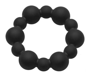 Shadow Silicone Beaded Cock Ring Black