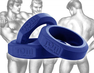 Tom Of Finland 3 Piece Cock Ring Set Silicone Blue